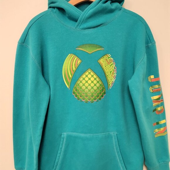 Microsoft Xbox Graphic Hoodie Jump In Surf Spray Blue Size Youth XXL (18) EUC - Picture 4 of 14